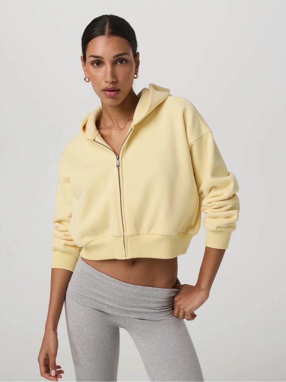 Vuori Restore Mini Full Zip Hoodie in Lemon Snap